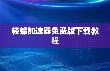 轻蜂加速器免费版下载教程