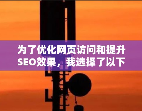 为了优化网页访问和提升SEO效果,我选择了以下工具组合