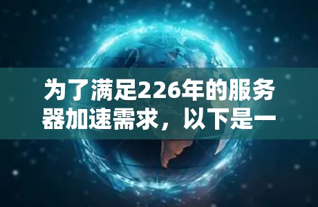 为了满足226年的服务器加速需求,以下是一些建议和推荐