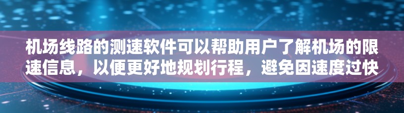 机场线路的测速软件可以帮助用户了解机场的限速信息，以便更好地规划行程，避免因速度过快而被限制。以下是一些常见的机场测速软件及其功能